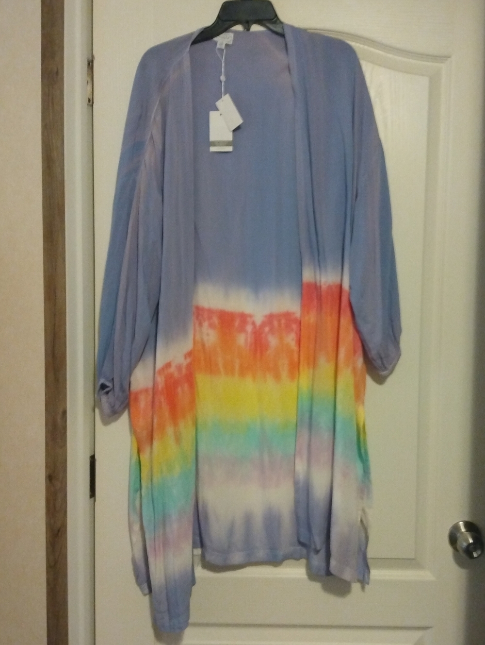 NWT Rare 1 Size Fits All Rainbow Ombre Vicose Full Length Cover Up Kaftan Duster